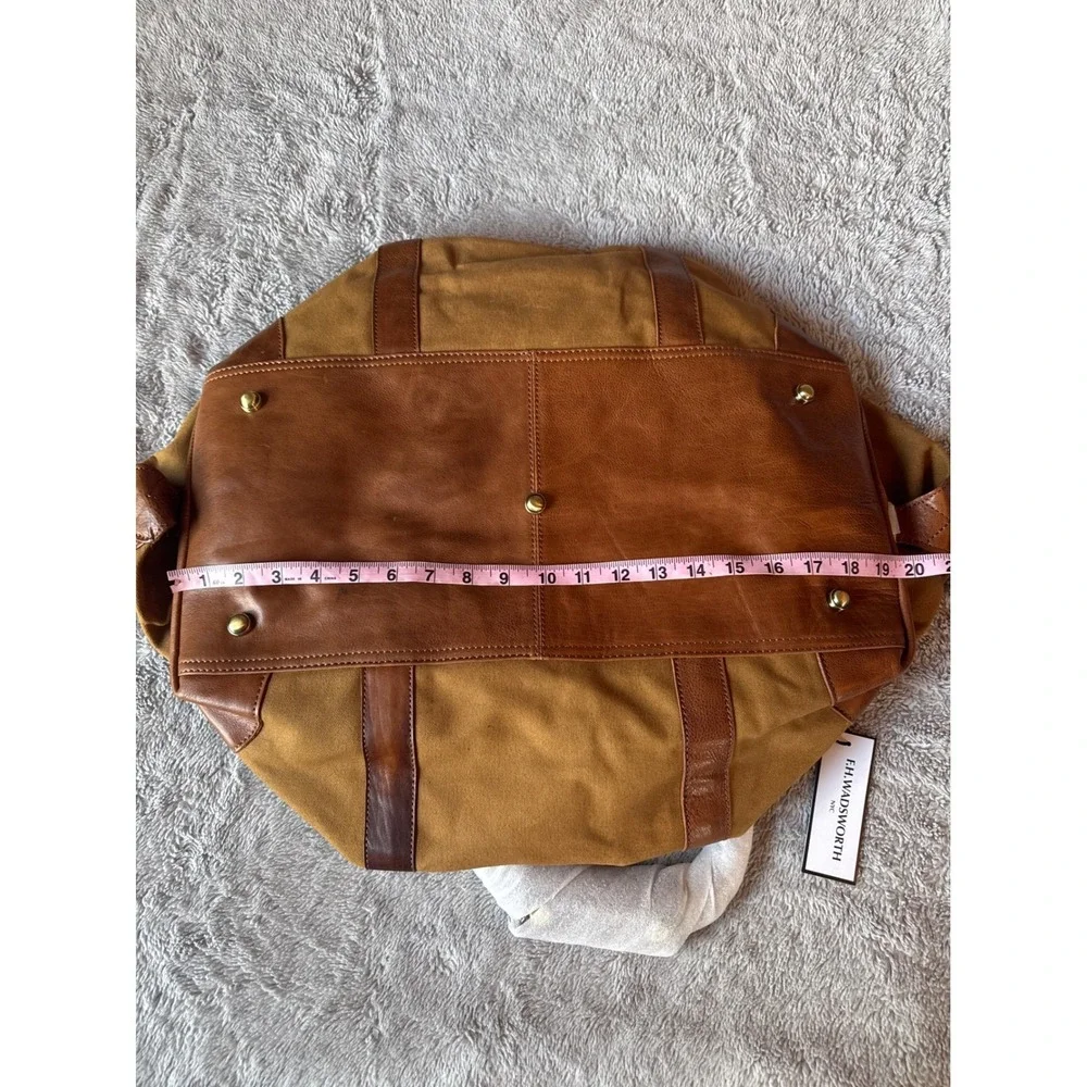 FH Wadsworth NYC Buffalo Bills Canvas Leather Duffel Bag Brown Travel Weekender